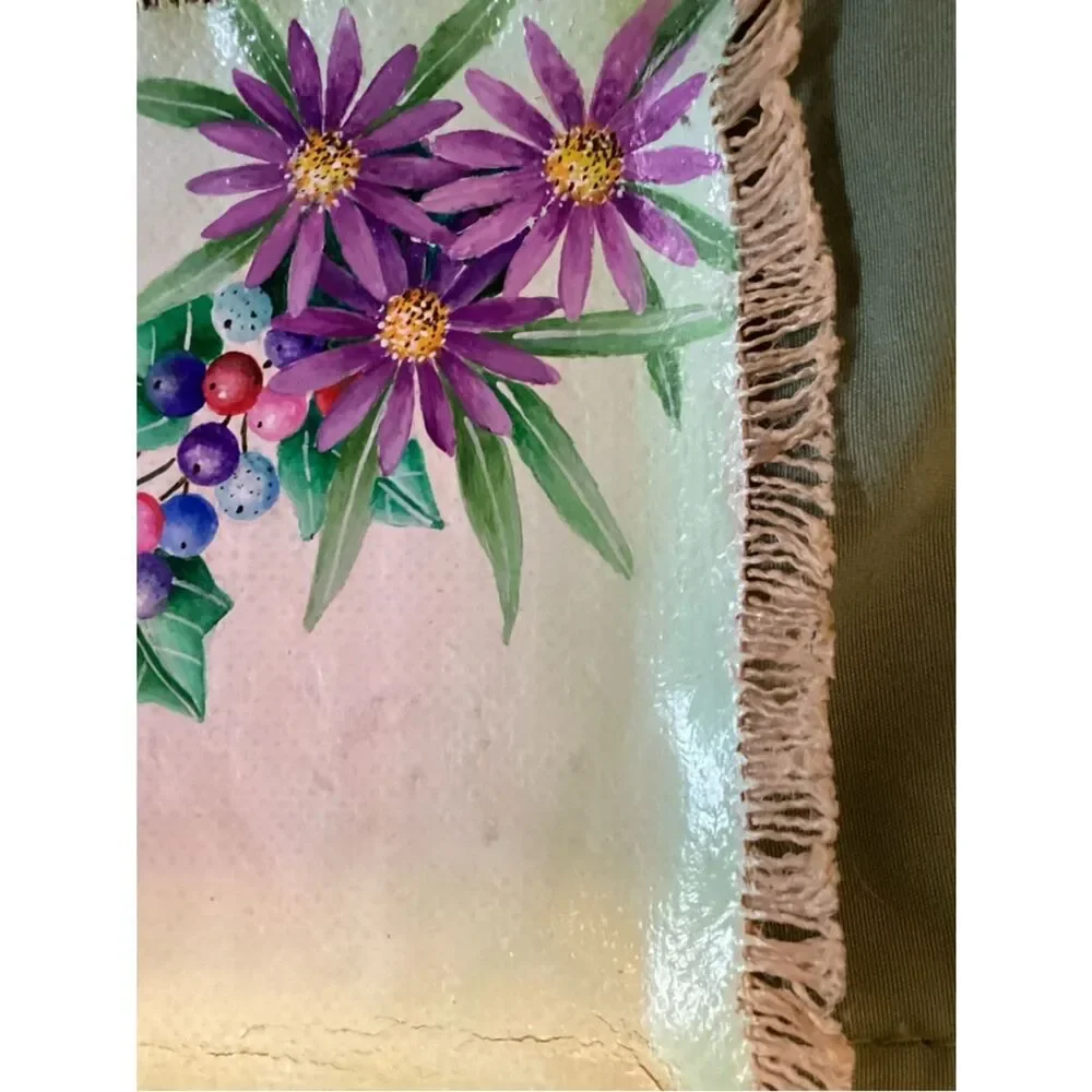 Nwot. Hand Crafted Hand-Painted Floral Decorative Jewelry/Trinket Trays - Pair